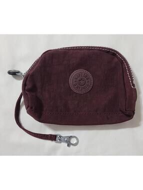 Kipling Trix M Handbag Womens Sz Small Maroon Pouch Organizer Clip-On 6.5"×4.5"